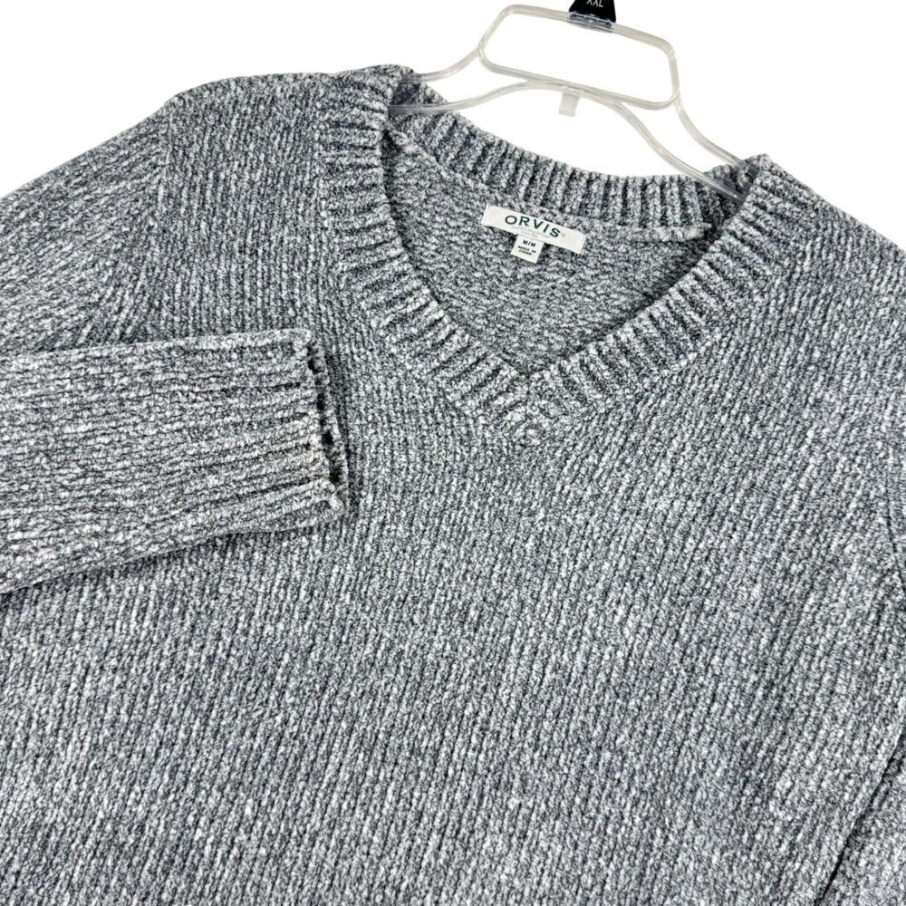 Orvis Women's Gray V-Neck Long Sleeve Classic Collection Sweater - Medium